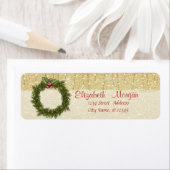 エレガント、クリスマスリース、金ゴールドキラキラ ラベル (インサイチュ)