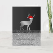 エレガント、クリスマス・ディアー・サンタハット、キラキラ輝き、会社 シーズンカード (正面)