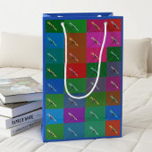 エレガント，グカラフルリメトリデイジーアートを青で表示 スモールペーパーバッグ