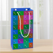 エレガント，グカラフルリメトリデイジーアートを青で表示 スモールペーパーバッグ