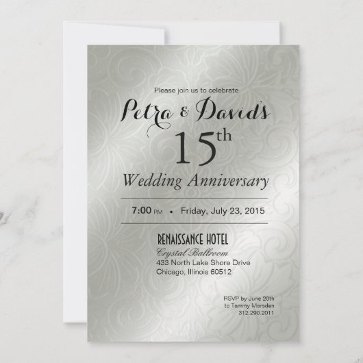 エレガント グラマラス エンボス加工 15周年記念 招待状 (裏面)