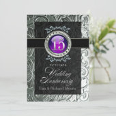 エレガント グラマラス エンボス加工 15周年記念 招待状 (スタンド正面)