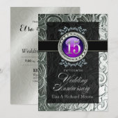 エレガント グラマラス エンボス加工 15周年記念 招待状 (正面/裏面)