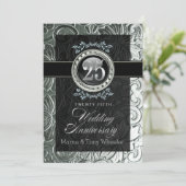 エレガント グラマラス カーブド フローラル 25周年記念 招待状 (スタンド正面)