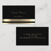 エレガント，グラマラス，シック，ストライプ，ブラック 名刺 (正面/裏面)