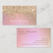 エレガント グラム ローズゴールド グリッター ドリップ 名刺 (正面/裏面)