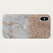 エレガント グリッター オンブレ ローズゴールド マーブル モノグラム Case-Mate iPhoneケース (裏面(横))