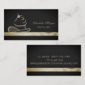 エレガント グリッター カップケーキ ブラック ベーカリー 名刺 (正面/裏面)