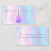 エレガント・グリッター・ギター・ホログラフィック・ミュージック・ティーチャー 名刺 (正面/裏面)