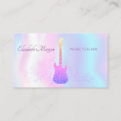 エレガント・グリッター・ギター・ホログラフィック・ミュージック・ティーチャー 名刺 (正面)