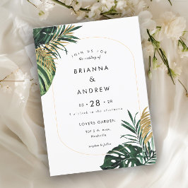 エレガント,グリーンパーム,金ゴールド(模造) 縁ど 招待状