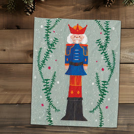 エレガント グリーン クリスマス ナッツクラッカー フリースブランケット