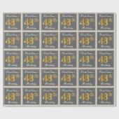 エレガント,グレイ,フェイク金ゴールド48番目の誕生日+名前 ラッピングペーパー (フラット)