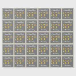 エレガント，グレイ，フェイク金ゴールド55番目の誕生日+名前 ラッピングペーパー