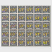 エレガント,グレイ,フェイク金ゴールド69番目の誕生日+名前 ラッピングペーパー (フラット)