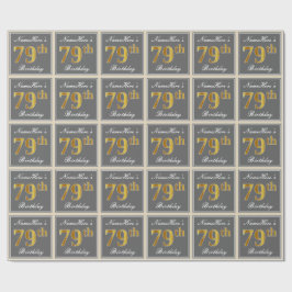 エレガント，グレイ，フェイク金ゴールド79番目の誕生日+名前 ラッピングペーパー