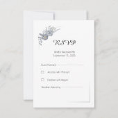 エレガント グレー フラワー ウェディング RSVP 返信カード (正面)