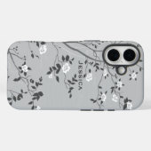 エレガント グレー 桜の木 アート 名入れ Case-Mate iPhoneケース (裏面 (横))