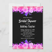 エレガント グロー ローズ ネオン フラワーブライダルシャワー 招待状 (正面)