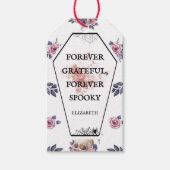 エレガント ゴシック ウォーターカラー コーヒン スカル ラヴェン ローズ ギフトタグ (正面)