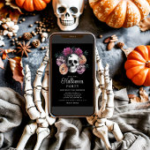 エレガント ゴシック フローラル スカル ハロウィン 招待状