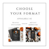 エレガント ゴシック ブラック フローラル スカル ハロウィン 招待状