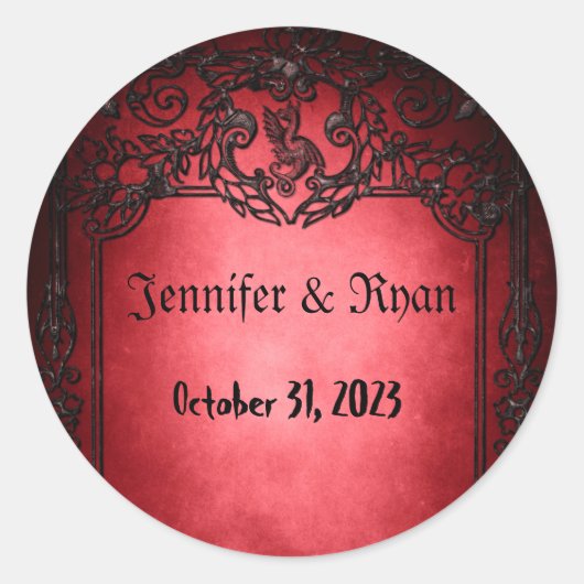 エレガント ゴシック ラスティック レッド ラウンドシール (正面)