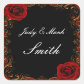エレガント ゴシック レッド ローズ ウェディング シール (正面)