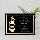 エレガント ゴルフ 60歳の誕生日 箔招待状 (立ち正面)
