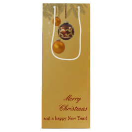 エレガント ゴールデンクリスマス ワインギフトバッグ