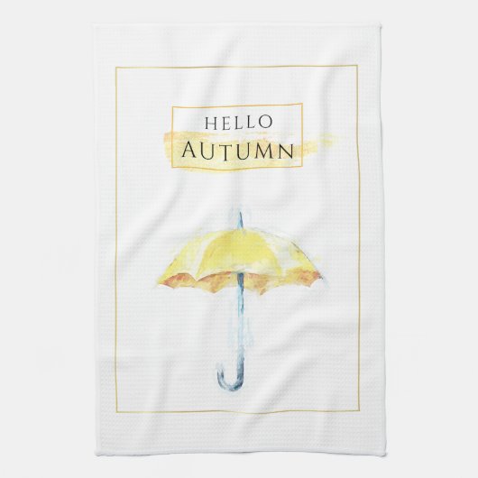 エレガント&ゴールデン芸術的オータムアンブレラスケッチ キッチンタオル (縦)