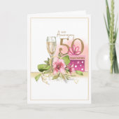 エレガント ゴールデン 50th 結婚記念日 シャンパン カード (正面)