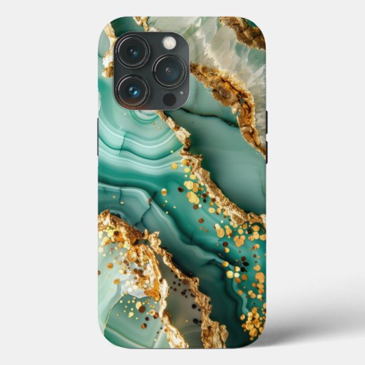 エレガント ゴールドとグリーンマーブル Case-Mate iPhoneケース (裏面)