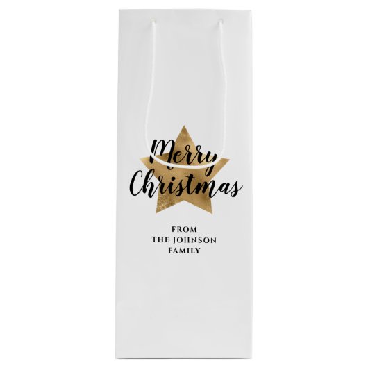 エレガント ゴールドスター クリスマス ワインギフトバッグ (正面)