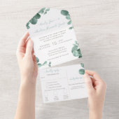 エレガント ゴールドフレーム ユーカリ ウェディング リース オールインワン招待状 (貼ってはがせる)