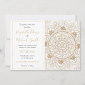 エレガント ゴールド アイ サン ムーン マンダラ ホワイト 招待状 (正面)