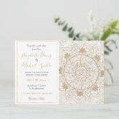 エレガント ゴールド アイ サン ムーン マンダラ ホワイト 招待状 (スタンド正面)