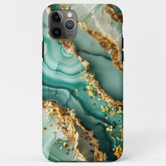 エレガント ゴールド アンド グリーン マーブル iPhone 11 PRO MAXケース