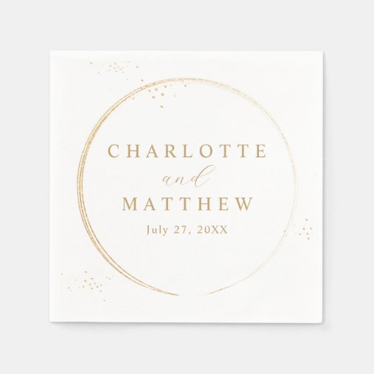 エレガント ゴールド ウェディング スタンダードカクテルナプキン (正面)