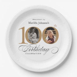 エレガント ゴールド オリジナル 100歳の誕生日 ペーパープレート