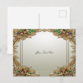 エレガント ゴールド オーナメント ポストカード (正面/裏面)