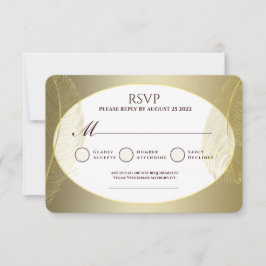 エレガント ゴールド オーバル フェザー RSVP カード