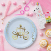 エレガント ゴールド キャリッジ ブルー ストーリーブック ロイヤル ペーパープレート (パーティー)