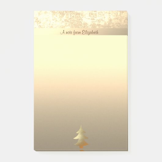 エレガント ゴールド クリスマスツリー 名入れ ポストイット (正面)