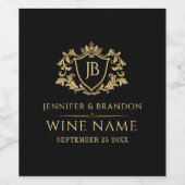 エレガント ゴールド クレスト フレーム ワイン ラベル (シングルラベル)