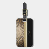 エレガント ゴールド グリッター アラベスク - 個人名入れ ラゲッジタグ (正面縦)