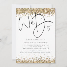 エレガント ゴールド グリッター ウェディング用QRコード 招待状