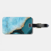 エレガント ゴールド グリッター ターコイズ マーブル ラゲッジタグ (裏面横)