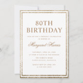 エレガント ゴールド グリッター フレーム 80歳 八十誕生日 招待状 (正面)
