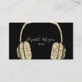 エレガント ゴールド グリッター ヘッドホン DJ 名刺 (正面)